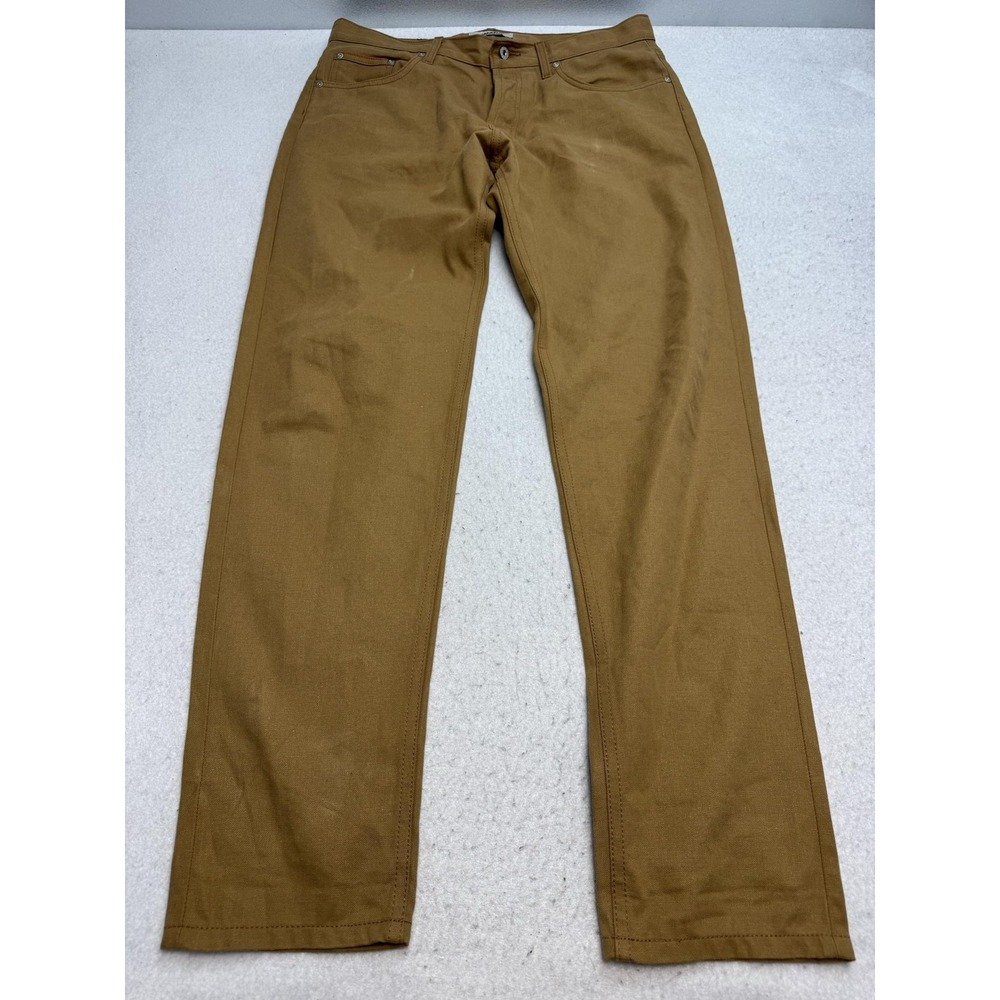 Naked & Famous Denim Easy Guy Jeans Mens 34x34 Brown Duck Canvas Selvedge
